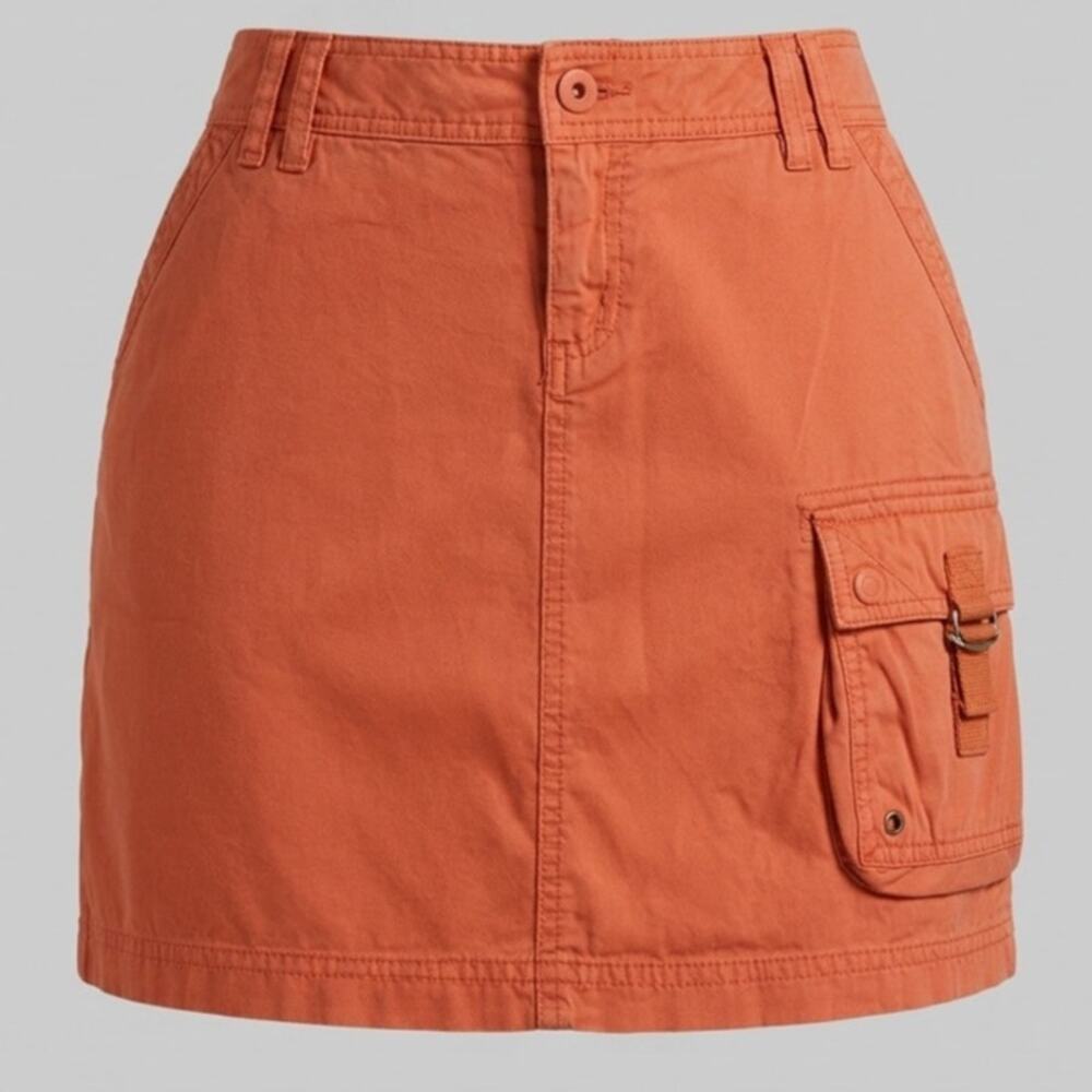 J.Crew Women's Petite Cargo Mini Skirt Orange Coral Size P4 Cotton